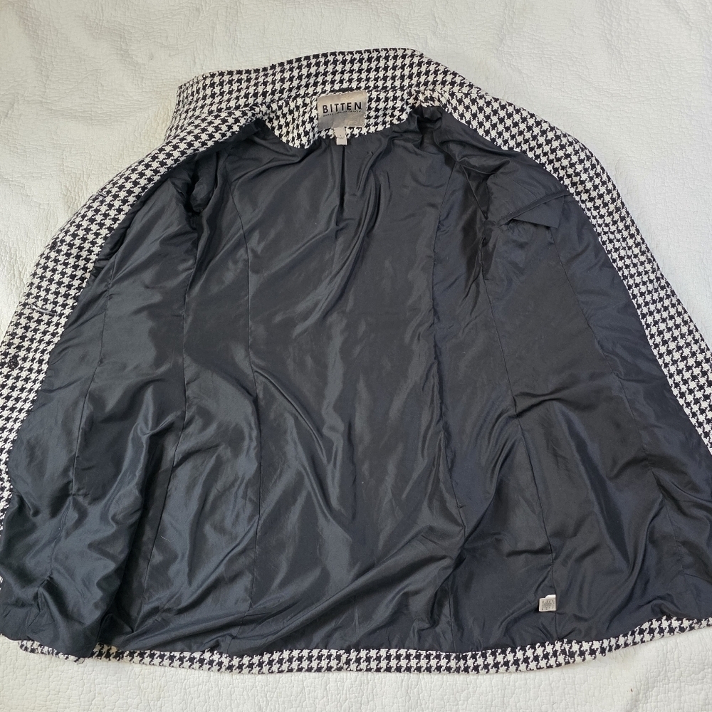 BITTEN by Sarah Jessica Parker Black And White Houndstooth Wool Coat - Picture 10 of 12